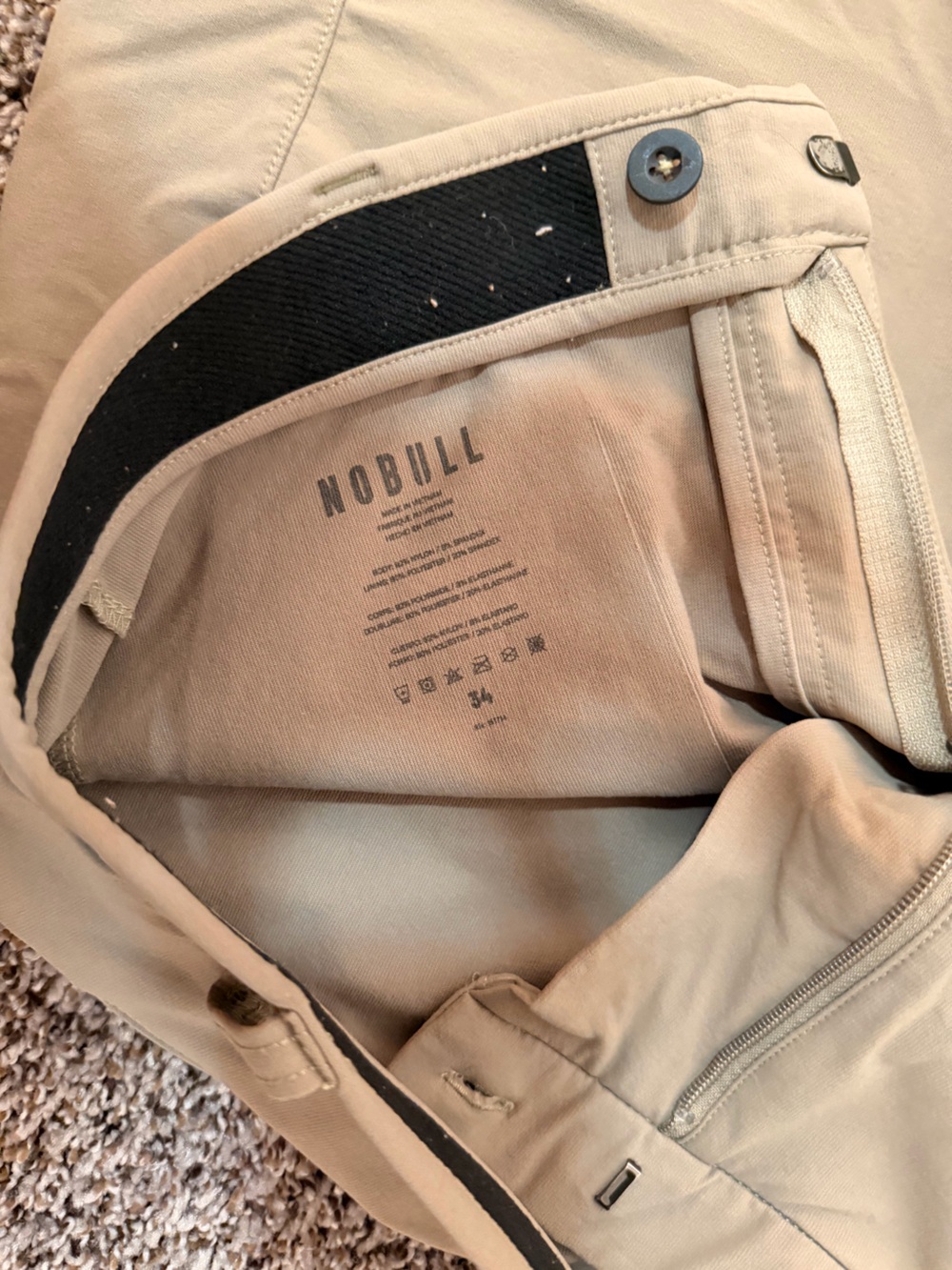 NOBULL Men's Tan Flat-Front Performance Golf Shorts 7in inseam - Picture 8 of 8